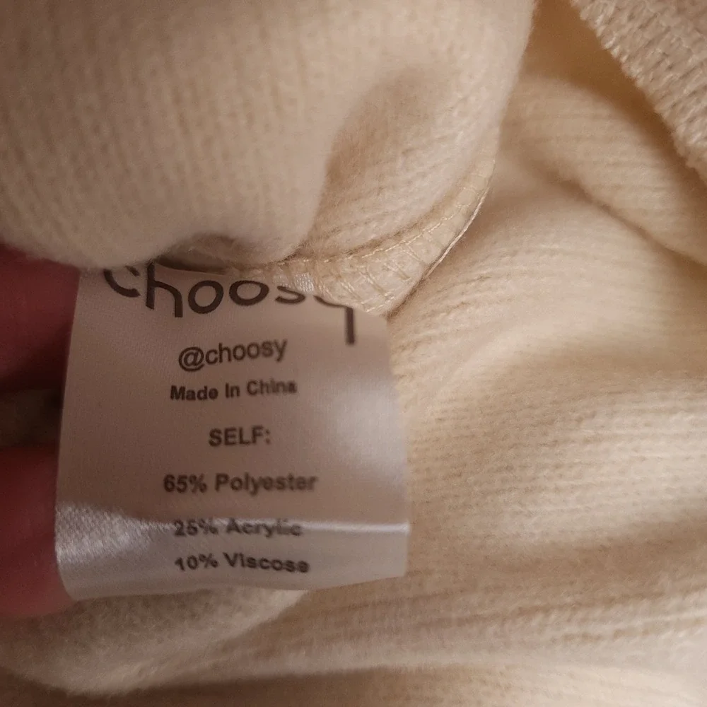 NEW‎ Choosy Sweater Dress Women Small Cream Turtleneck Balloon Sleeve Minimalist